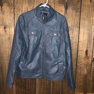 Blue faux leather jacket